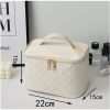 White Premium Large capacity Portable Travel Makeup Bag, Multi-functional Cosmetic Organizer, Stain-resistant, Handheld Square Bag